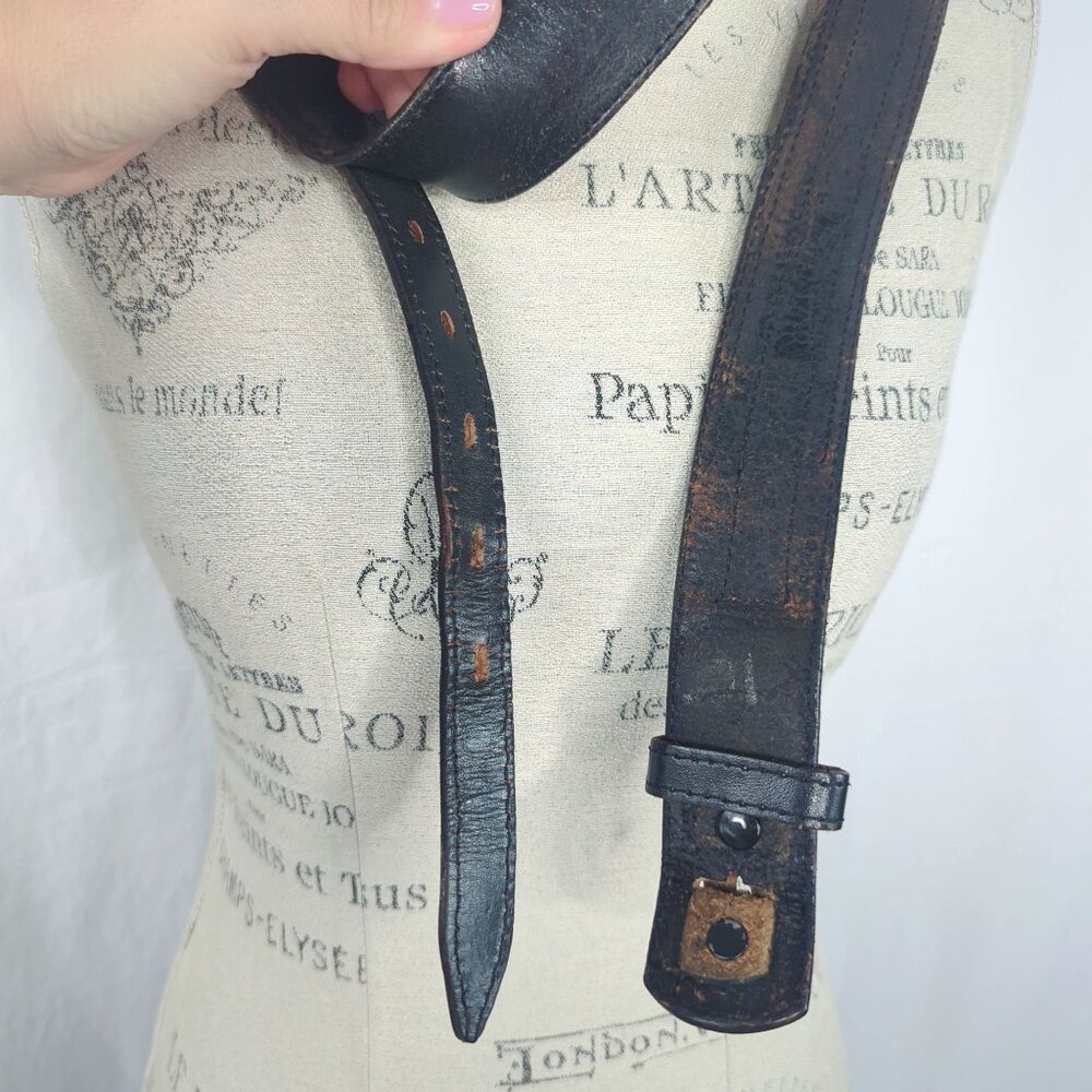 Vintage Western Textile Belt X Large Black Leather - Picture 8 of 9